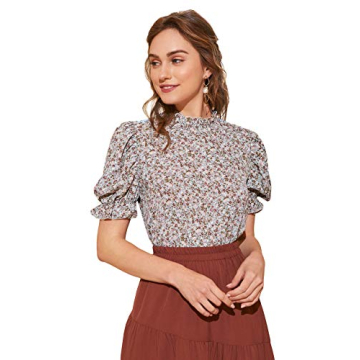 Romwe Women's Floral Print Casual Blouse Stylish Comfort
