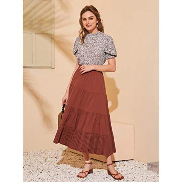 Romwe Women's Floral Print Casual Blouse Stylish Comfort