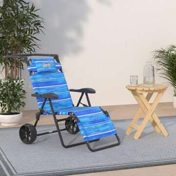 Beach Cart Chair – 2 in 1 Turns from Beach Cart to Beach Chair – Large Wheels – Easy to Use ?...