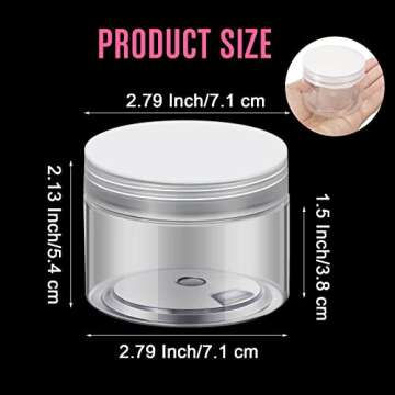 4 Pieces Round Clear Wide-mouth Leak Proof Plastic Container Jars with Lids for Travel Storage Makeup Beauty Products Face Creams Oils Salves Ointments DIY Making or Others (Clear, 4 Ounce)