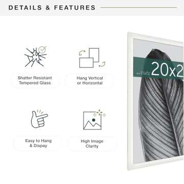 MCS Studio Gallery 20x27 Poster Frame White Woodgrain, Vertical & Horizontal Wall Hanging Large Picture Frame for Photos, Posters & Art Prints (1-Pack)