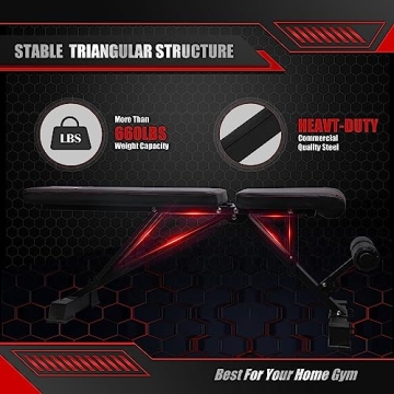 FLYTIGER Adjustable Weight Bench – Foldable Home Gym