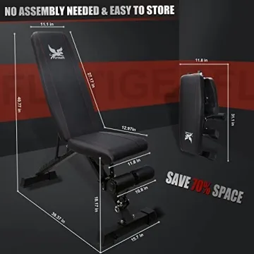 FLYTIGER Adjustable Weight Bench – Foldable Home Gym