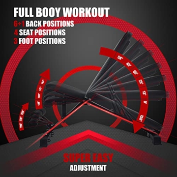 FLYTIGER Adjustable Weight Bench – Foldable Home Gym