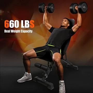 FLYTIGER Adjustable Weight Bench – Foldable Home Gym