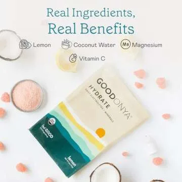 GOODONYA Organic Hydration Electrolyte Powder | Lemon, Coconut Water, Magnesium, Himalayan Pink Salt | Only 1g Sugar, No Artificial Flavors | USDA Organic & Plant-Based | 20 Servings