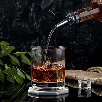 AOZITA 12 Pack Liquor Pour Spout, Stainless Steel Liquor Bottle Pourers with Rubber Dust Caps for Alcohol, Olive Oil, Liquor Pourers with Dust Caps, Speed Pourers, Bar Bartender Accessories