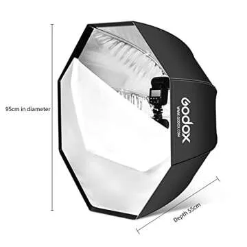 Godox 37" / 95cm Umbrella Octagon Softbox Reflector with Honeycomb Grid and Carrying Bag for Studio Flash Speedlight, Portrait and Product Photography with USB Light