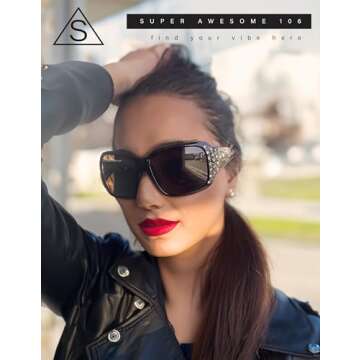 SA106 Polarized Lens Oversize Rhinestone Bling Sparkling Womens Sunglasses All Black