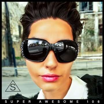 SA106 Polarized Lens Oversize Rhinestone Bling Sparkling Womens Sunglasses All Black