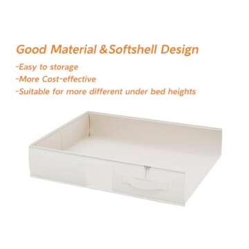 TidyCorner Soft Under Bed Storage Containers, Foldable Under Bed Storage Bags for Clothing, Blankets, Toys, Underbed Storage with Clear Window, Strong Zipper, 33" L * 17.5" W * 4.7" H, Beige, 4 Pack