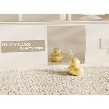 TidyCorner Soft Under Bed Storage Containers, Foldable Under Bed Storage Bags for Clothing, Blankets, Toys, Underbed Storage with Clear Window, Strong Zipper, 33" L * 17.5" W * 4.7" H, Beige, 4 Pack