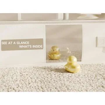 TidyCorner Soft Under Bed Storage Containers, Foldable Under Bed Storage Bags for Clothing, Blankets, Toys, Underbed Storage with Clear Window, Strong Zipper, 33" L * 17.5" W * 4.7" H, Beige, 4 Pack