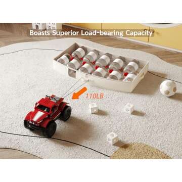 TidyCorner Soft Under Bed Storage Containers, Foldable Under Bed Storage Bags for Clothing, Blankets, Toys, Underbed Storage with Clear Window, Strong Zipper, 33" L * 17.5" W * 4.7" H, Beige, 4 Pack