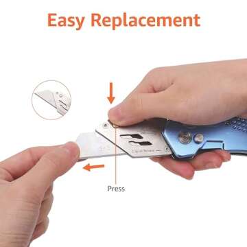 Amazon Basics Folding Utility Knife - Light Blue & Durable