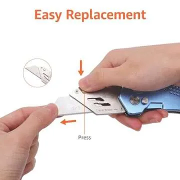 Amazon Basics Folding Utility Knife - Light Blue & Durable