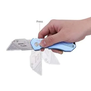 Amazon Basics Folding Utility Knife - Light Blue & Durable