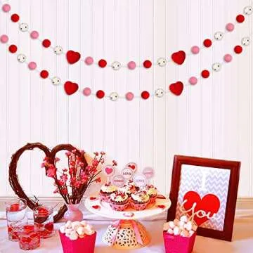 Valentine's Felt Ball Garland - Colorful Home Decor