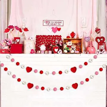 Valentine's Felt Ball Garland - Colorful Home Decor