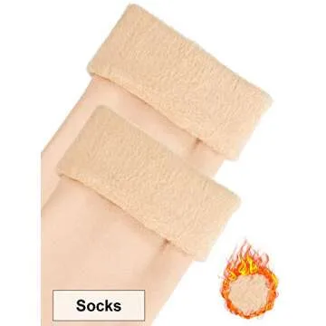 SATINIOR 5 Pcs Winter Hat Scarf Gloves Set Fleece Lined Knit Beanie Hat Warm Touch Screen Gloves Earmuff Warmer for Women (Beige,Classic Style)