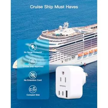 US to Australia Power Plug Adapter - 2 Outlets 3 USB Ports