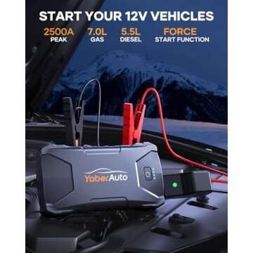 YaberAuto 3000A Car Battery Jump Starter (7.0L Gas/5.5L Diesel) Portable Car Jump Starter Battery Pa...