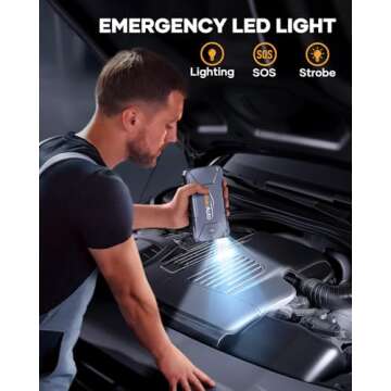 YaberAuto 3000A Car Battery Jump Starter (7.0L Gas/5.5L Diesel) Portable Car Jump Starter Battery Pack, 12V Car Battery Jumper Starter with Safety Jumper Cables, Fast Charge, Lights, Compact