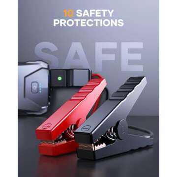 YaberAuto 3000A Car Battery Jump Starter (7.0L Gas/5.5L Diesel) Portable Car Jump Starter Battery Pack, 12V Car Battery Jumper Starter with Safety Jumper Cables, Fast Charge, Lights, Compact