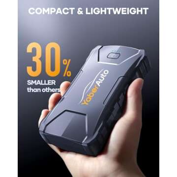 YaberAuto 3000A Car Battery Jump Starter (7.0L Gas/5.5L Diesel) Portable Car Jump Starter Battery Pack, 12V Car Battery Jumper Starter with Safety Jumper Cables, Fast Charge, Lights, Compact