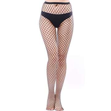 EVERSWE High Waist Fishnet Tights Thigh High Stockings Suspender Pantyhose (M1P, OS)