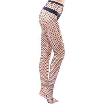 EVERSWE High Waist Fishnet Tights Thigh High Stockings Suspender Pantyhose (M1P, OS)