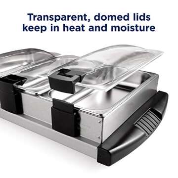 Oster Buffet Server Warming Tray | Triple Tray, 2.5 Quart, Stainless Steel