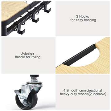 TOOLF Kitchen Island Serving Cart with Wood Top