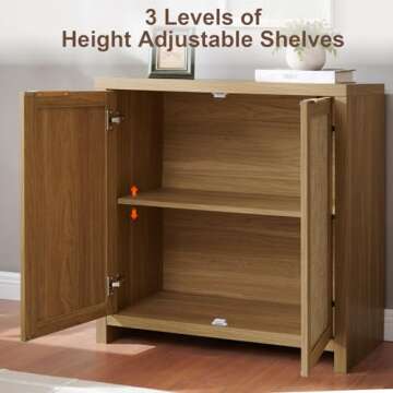 OAKHAM HOME Hampstead Storage Set, Rattan Sideboard Buffet Cabinet with 3 Doors and 3 Drawers, 65.4" Large Kitchen Cabinet Console Cabinet Set for Living Room Hallway