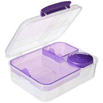 Sistema Bento Box Adult Lunch Box with 2 Compartments, Sandwhich,Salad Dressing Container,Dishwasher Safe,Color May Vary