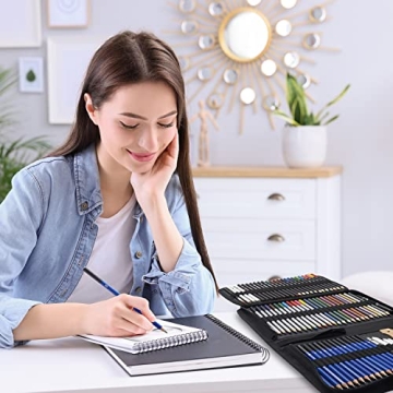 PANDAFLY 80 Pack Drawing Set with Colored Pencils Kit