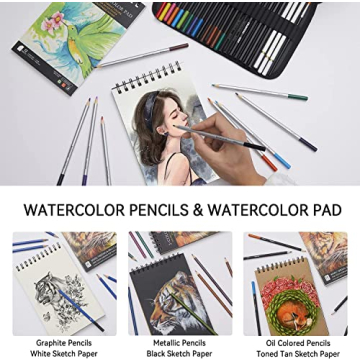 PANDAFLY 80 Pack Drawing Set with Colored Pencils Kit