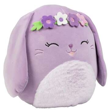 Squishmallows 10-Inch Bubbles The Purple Easter Bunny with Flower Crown - Official Jazwares Plush - ...