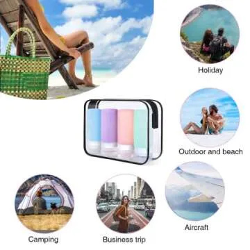 Gitechft Travel Size Bottles for Toiletries Set, 2oz TSA Approved Travel Containers, Leak Proof Silicone Squeezable Travel Accessories for Shampoo Conditioner Lotion Body Wash Cosmetic