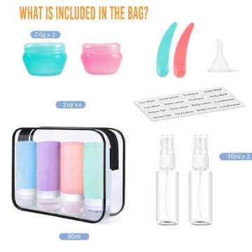 Gitechft Travel Size Bottles for Toiletries Set, 2oz TSA Approved Travel Containers, Leak Proof Silicone Squeezable Travel Accessories for Shampoo Conditioner Lotion Body Wash Cosmetic