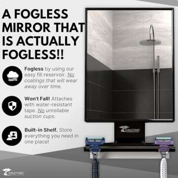 ToiletTree Products Fogless Shower Mirror - Anti-Fog Mirror - Adjustable Shaving Mirror with a Squee...