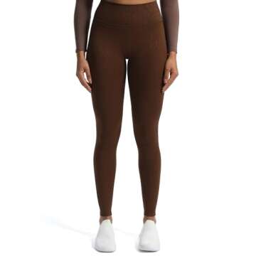 Aoxjox High Waisted Workout Leggings - Trinity Yoga Pants in Dark Brown Leopard Print