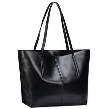 Covelin Women's Handbag Genuine Leather Tote Shoulder Bags Soft Hot Black