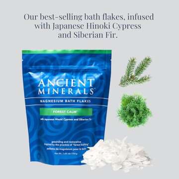 Ancient Minerals Magnesium Bath Flakes Forest Calm - Resealable Magnesium Bag of Zechstein Chloride ...