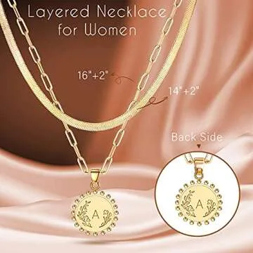 JSJOY Layered Choker Necklaces with Initial B