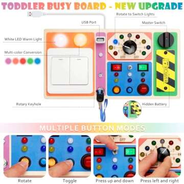 DRAMATION Busy Board for Toddlers with 19 LED Lights
