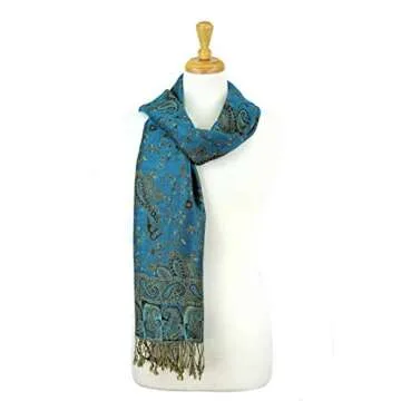 Elegant PASKMLNA Reversible Paisley Pashmina Shawl Wrap