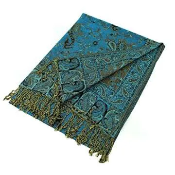Elegant PASKMLNA Reversible Paisley Pashmina Shawl Wrap