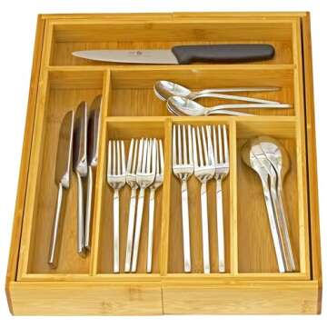 Home-it Expandable Cutlery Drawer - made for Utensil Organizer - Flatware Dividers Kitchen Holder