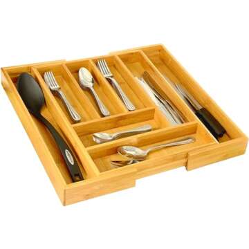 Home-it Expandable Cutlery Drawer - made for Utensil Organizer - Flatware Dividers Kitchen Holder
